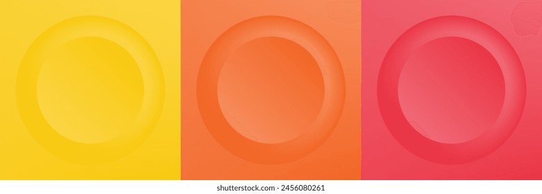Set of abstract 3d beige, different color circle frame design for cosmetic product. Collection of trendy color geometric background with copy space. Top view scene. Vector EPS10