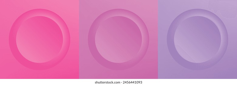 Set of abstract 3d beige, different color circle frame design for cosmetic product. Collection of trendy color geometric background with copy space. Top view scene. Vector EPS10
