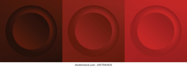 Conjunto de abstracto 3d beige, diseño de marco de círculo de color diferente para producto cosmético. Colección de fondo geométrico de color de moda con espacio de copia. Vista superior. Vector EPS10