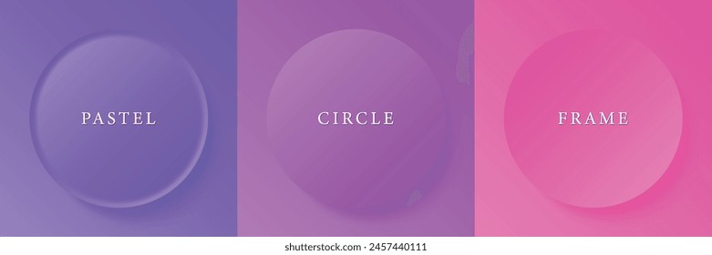 Set of abstract 3d beige, different color circle frame design for cosmetic product. Collection of trendy color geometric background with copy space. Top view scene. Vector EPS10