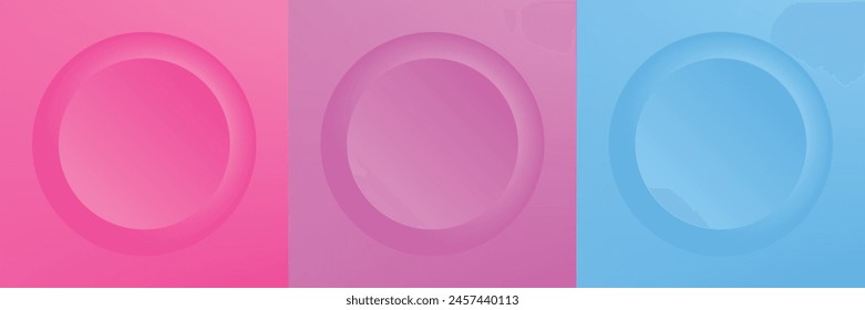 Conjunto de abstracto 3d beige, diseño de marco de círculo de color diferente para producto cosmético. Colección de fondo geométrico de color de moda con espacio de copia. Vista superior. Vector EPS10