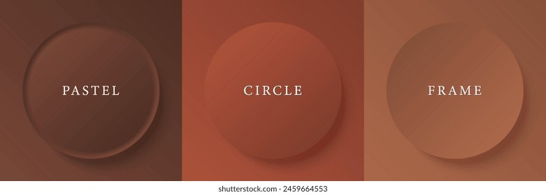 Set of abstract 3d beige, different color circle frame design for cosmetic product. Collection of trendy color geometric background with copy space. Top view scene. Vector EPS10