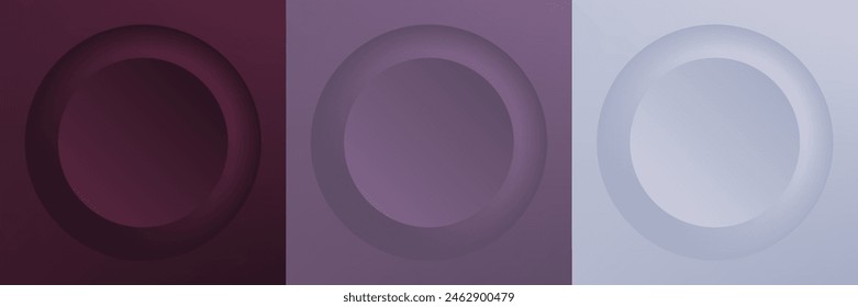 Set of abstract 3d beige, different color circle frame design for cosmetic product. Collection of trendy color geometric background with copy space. Top view scene. Vector EPS10