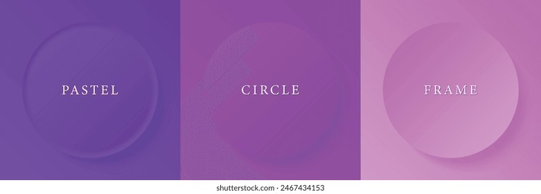 Conjunto de abstracto 3d beige, diseño de marco de círculo de color diferente para producto cosmético. Colección de fondo geométrico de color de moda con espacio de copia. Vista superior. Vector EPS10