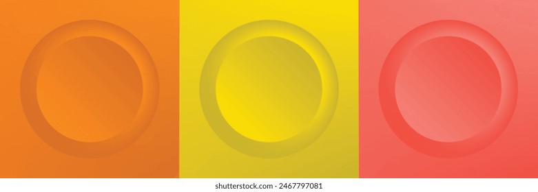 Conjunto de abstracto 3d beige, diseño de marco de círculo de color diferente para producto cosmético. Colección de fondo geométrico de color de moda con espacio de copia. Vista superior. Vector EPS10