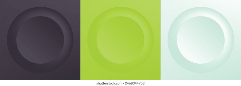 Conjunto de abstracto 3d beige, diseño de marco de círculo de color diferente para producto cosmético. Colección de fondo geométrico de color de moda con espacio de copia. Vista superior. Vector EPS10