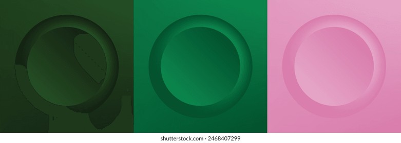 Set of abstract 3d beige, different color circle frame design for cosmetic product. Collection of trendy color geometric background with copy space. Top view scene. Vector EPS10