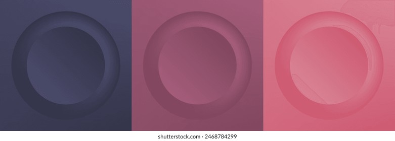 Set of abstract 3d beige, different color circle frame design for cosmetic product. Collection of trendy color geometric background with copy space. Top view scene. Vector EPS10