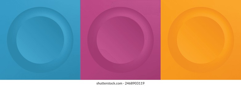 Conjunto de abstracto 3d beige, diseño de marco de círculo de color diferente para producto cosmético. Colección de fondo geométrico de color de moda con espacio de copia. Vista superior. Vector EPS10