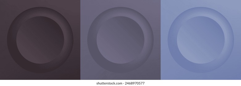 Set of abstract 3d beige, different color circle frame design for cosmetic product. Collection of trendy color geometric background with copy space. Top view scene. Vector EPS10