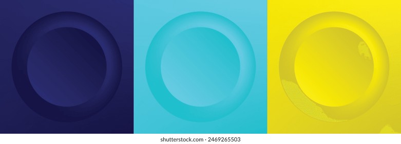 Conjunto de abstracto 3d beige, diseño de marco de círculo de color diferente para producto cosmético. Colección de fondo geométrico de color de moda con espacio de copia. Vista superior. Vector EPS10