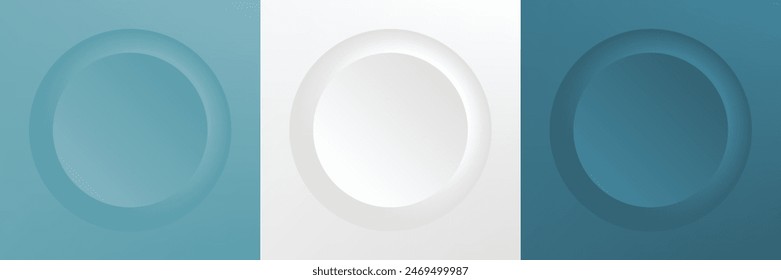 Conjunto de abstracto 3d beige, diseño de marco de círculo de color diferente para producto cosmético. Colección de fondo geométrico de color de moda con espacio de copia. Vista superior. Vector EPS10
