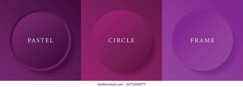 Set of abstract 3d beige, different color circle frame design for cosmetic product. Collection of trendy color geometric background with copy space. Top view scene. Vector EPS10