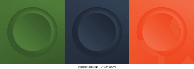Set of abstract 3d beige, different color circle frame design for cosmetic product. Collection of trendy color geometric background with copy space. Top view scene. Vector EPS10