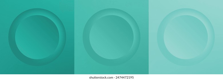 Set of abstract 3d beige, different color circle frame design for cosmetic product. Collection of trendy color geometric background with copy space. Top view scene. Vector EPS10