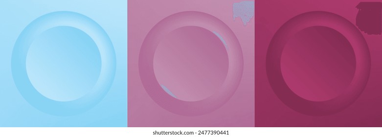 Conjunto de abstracto 3d beige, diseño de marco de círculo de color diferente para producto cosmético. Colección de fondo geométrico de color de moda con espacio de copia. Vista superior. Vector EPS10