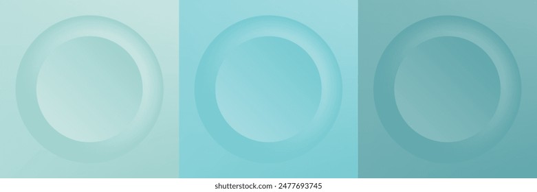 Set of abstract 3d beige, different color circle frame design for cosmetic product. Collection of trendy color geometric background with copy space. Top view scene. Vector EPS10