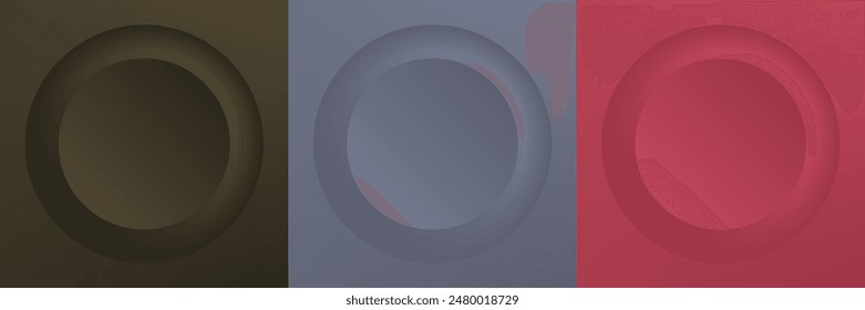 Set von abstrakten 3D beige, verschiedene Farbe Kreis Rahmen Design für kosmetische Produkt. Kollektion von trendigem farbgeometrischem Hintergrund mit Kopierraum. Szene von oben anzeigen. Vektorgrafik EPS10