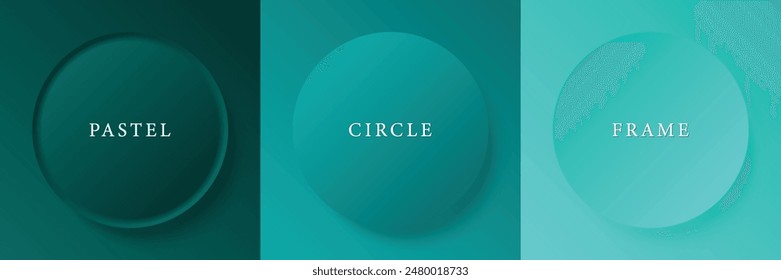 Set of abstract 3d beige, different color circle frame design for cosmetic product. Collection of trendy color geometric background with copy space. Top view scene. Vector EPS10