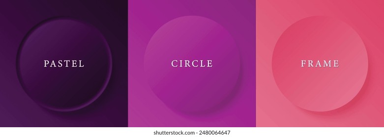 Conjunto de abstracto 3d beige, diseño de marco de círculo de color diferente para producto cosmético. Colección de fondo geométrico de color de moda con espacio de copia. Vista superior. Vector EPS10