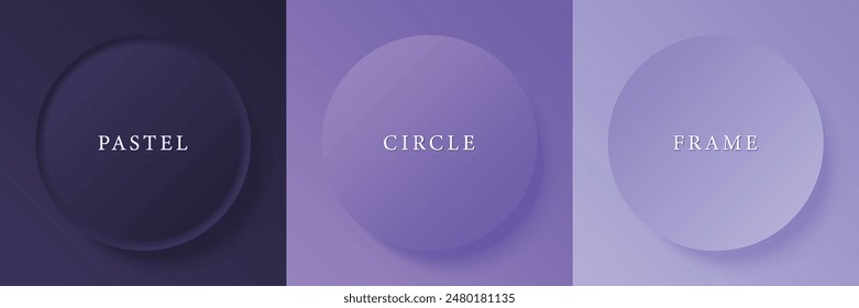 Set of abstract 3d beige, different color circle frame design for cosmetic product. Collection of trendy color geometric background with copy space. Top view scene. Vector EPS10