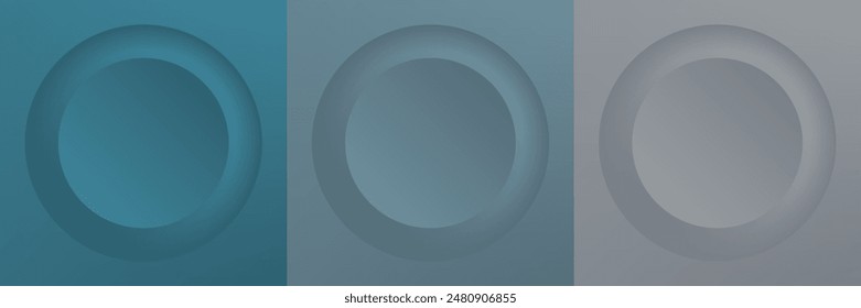 Set of abstract 3d beige, different color circle frame design for cosmetic product. Collection of trendy color geometric background with copy space. Top view scene. Vector EPS10