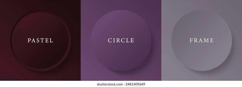 Set of abstract 3d beige, different color circle frame design for cosmetic product. Collection of trendy color geometric background with copy space. Top view scene. Vector EPS10