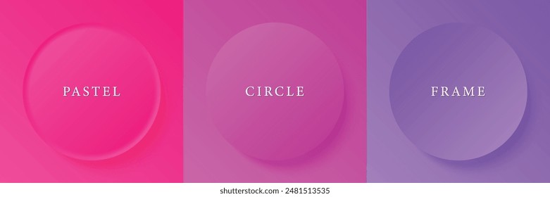 Set of abstract 3d beige, different color circle frame design for cosmetic product. Collection of trendy color geometric background with copy space. Top view scene. Vector EPS10