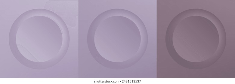 Set of abstract 3d beige, different color circle frame design for cosmetic product. Collection of trendy color geometric background with copy space. Top view scene. Vector EPS10