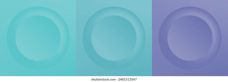 Set of abstract 3d beige, different color circle frame design for cosmetic product. Collection of trendy color geometric background with copy space. Top view scene. Vector EPS10