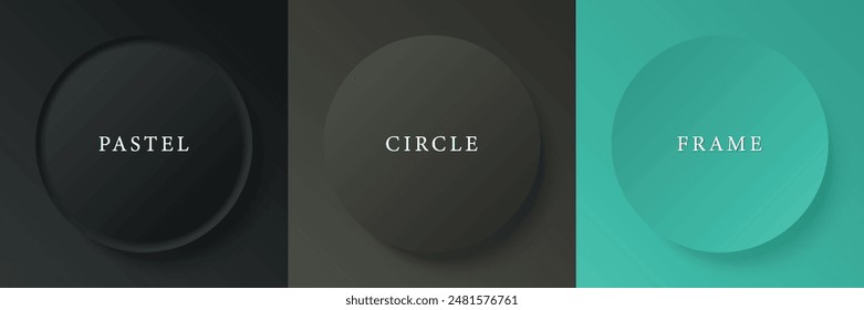 Set of abstract 3d beige, different color circle frame design for cosmetic product. Collection of trendy color geometric background with copy space. Top view scene. Vector EPS10