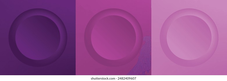 Set of abstract 3d beige, different color circle frame design for cosmetic product. Collection of trendy color geometric background with copy space. Top view scene. Vector EPS10