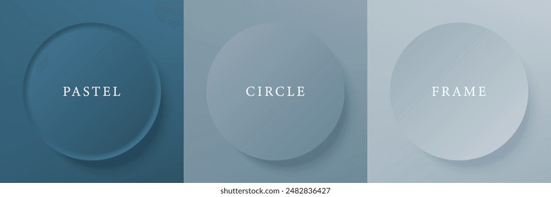 Set of abstract 3d beige, different color circle frame design for cosmetic product. Collection of trendy color geometric background with copy space. Top view scene. Vector EPS10