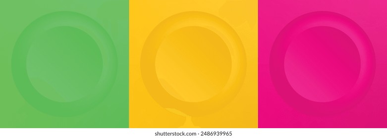Conjunto de abstracto 3d beige, diseño de marco de círculo de color diferente para producto cosmético. Colección de fondo geométrico de color de moda con espacio de copia. Vista superior. Vector EPS10