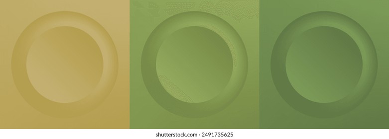 Set of abstract 3d beige, different color circle frame design for cosmetic product. Collection of trendy color geometric background with copy space. Top view scene. Vector EPS10