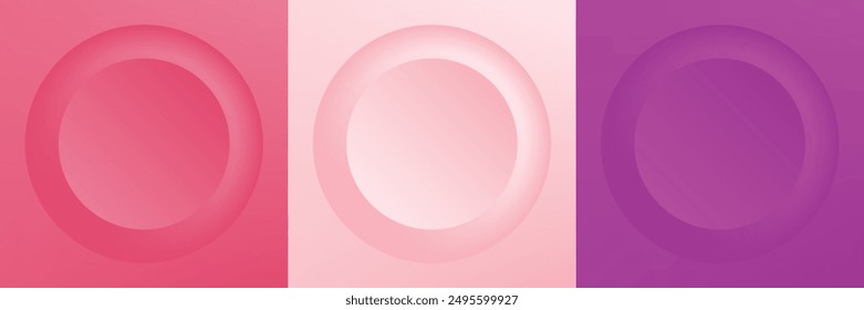 Set von abstrakten 3D beige, verschiedene Farbe Kreis Rahmen Design für kosmetische Produkt. Kollektion von trendigem farbgeometrischem Hintergrund mit Kopierraum. Szene von oben anzeigen. Vektorgrafik EPS10