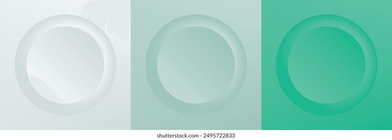 Set aus abstraktem 3D-Beige, verschiedene Farbe Kreis Rahmen Design für Kosmetik-Produkt. Sammlung von trendigen Farbe geometrischen Hintergrund mit Kopienraum. Draufsicht. Vektor-EPS10