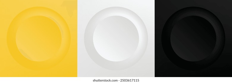 Conjunto de 3d beige abstracto, diseño de marco de círculo de color diferente para el producto cosmético. Colección de fondo geométrico de color de moda con espacio de copia. Escena de vista superior. Vector EPS10