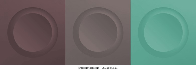 Set aus abstraktem 3D-Beige, verschiedene Farbe Kreis Rahmen Design für Kosmetik-Produkt. Sammlung von trendigen Farbe geometrischen Hintergrund mit Kopienraum. Draufsicht. Vektor-EPS10