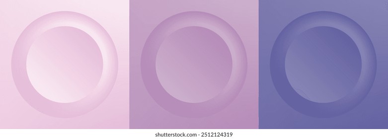 Set of abstract 3d beige, different color circle frame design for cosmetic product. Collection of trendy color geometric background with copy space. Top view scene. Vector EPS10