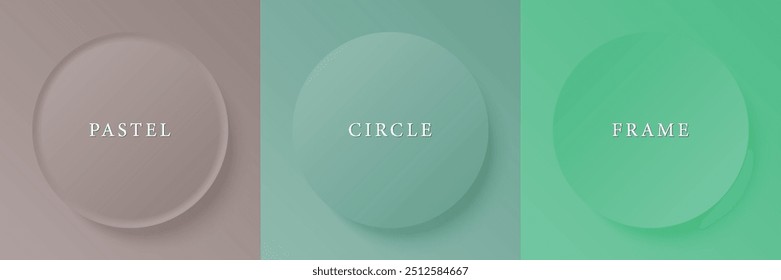 Conjunto de 3d beige abstracto, diseño de marco de círculo de color diferente para el producto cosmético. Colección de fondo geométrico de color de moda con espacio de copia. Escena de vista superior. Vector EPS10