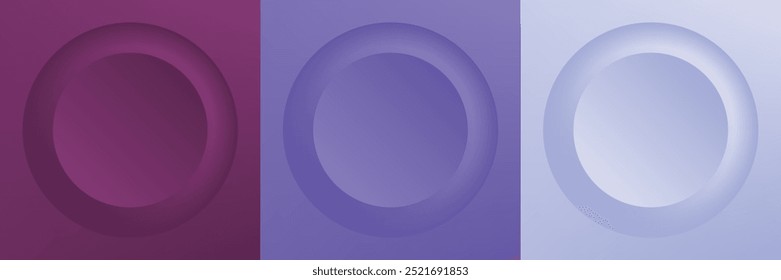 Set of abstract 3d beige, different color circle frame design for cosmetic product. Collection of trendy color geometric background with copy space. Top view scene. Vector EPS10