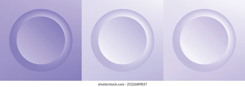 Set of abstract 3d beige, different color circle frame design for cosmetic product. Collection of trendy color geometric background with copy space. Top view scene. Vector EPS10