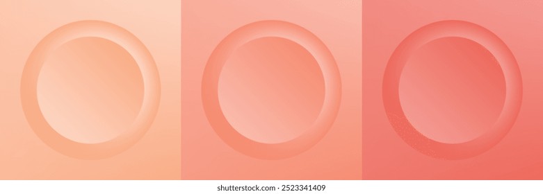 Set of abstract 3d beige, different color circle frame design for cosmetic product. Collection of trendy color geometric background with copy space. Top view scene. Vector EPS10