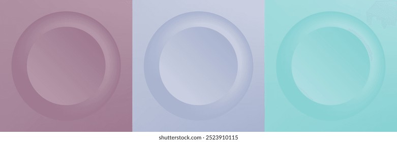 Conjunto de 3d beige abstracto, diseño de marco de círculo de color diferente para el producto cosmético. Colección de fondo geométrico de color de moda con espacio de copia. Escena de vista superior. Vector EPS10