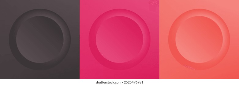 Conjunto de 3d beige abstracto, diseño de marco de círculo de color diferente para el producto cosmético. Colección de fondo geométrico de color de moda con espacio de copia. Escena de vista superior. Vector EPS10