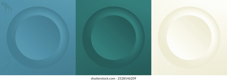 Conjunto de 3d beige abstracto, diseño de marco de círculo de color diferente para el producto cosmético. Colección de fondo geométrico de color de moda con espacio de copia. Escena de vista superior. Vector EPS10
