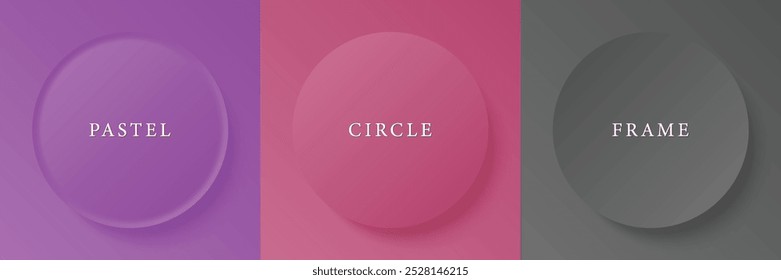 Conjunto de 3d beige abstracto, diseño de marco de círculo de color diferente para el producto cosmético. Colección de fondo geométrico de color de moda con espacio de copia. Escena de vista superior. Vector EPS10