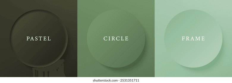 Conjunto de 3d beige abstracto, diseño de marco de círculo de color diferente para el producto cosmético. Colección de fondo geométrico de color de moda con espacio de copia. Escena de vista superior. Vector EPS10