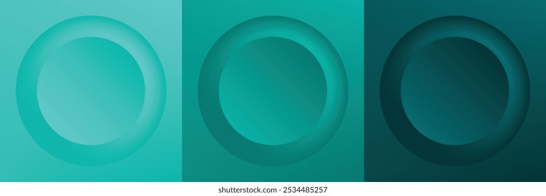 Set of abstract 3d beige, different color circle frame design for cosmetic product. Collection of trendy color geometric background with copy space. Top view scene. Vector EPS10